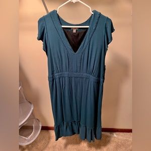J Crew Point Sur flutter sleeve dress in teal. Size 18.